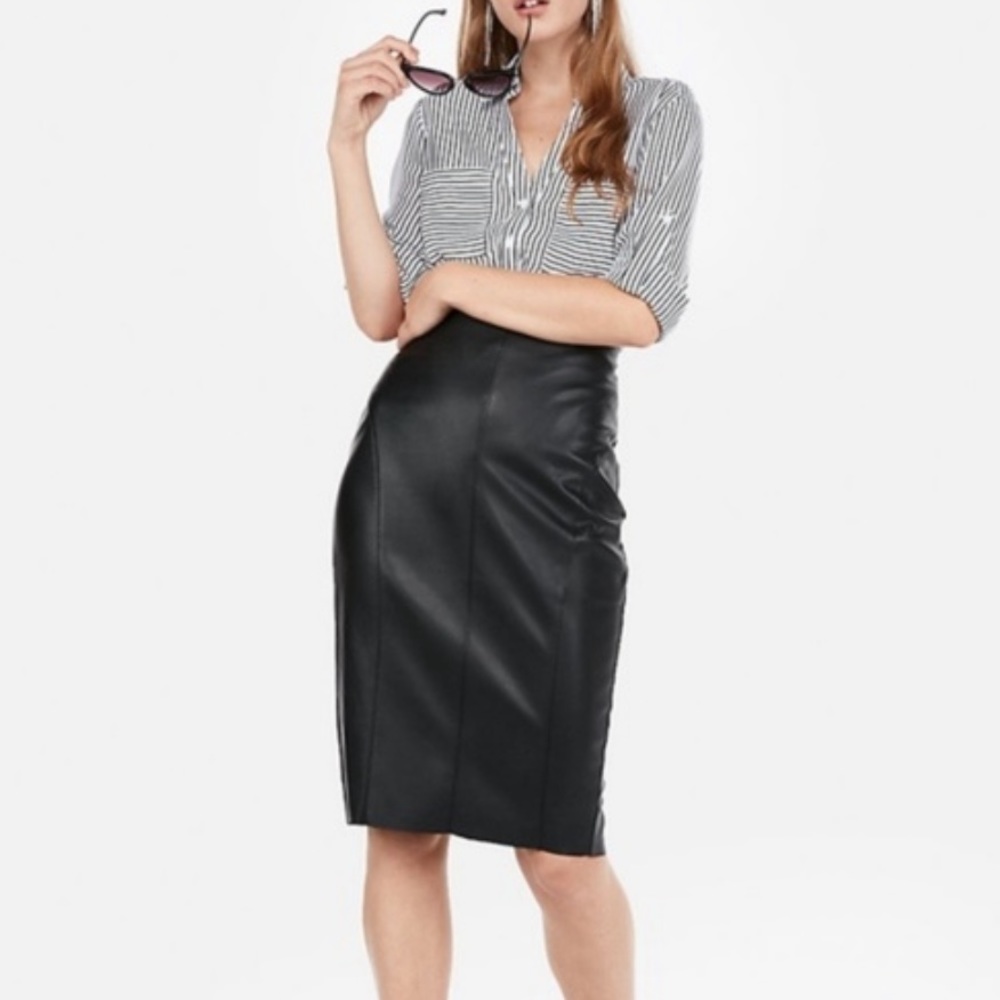 Express High Waisted Faux Leather Pencil Skirt